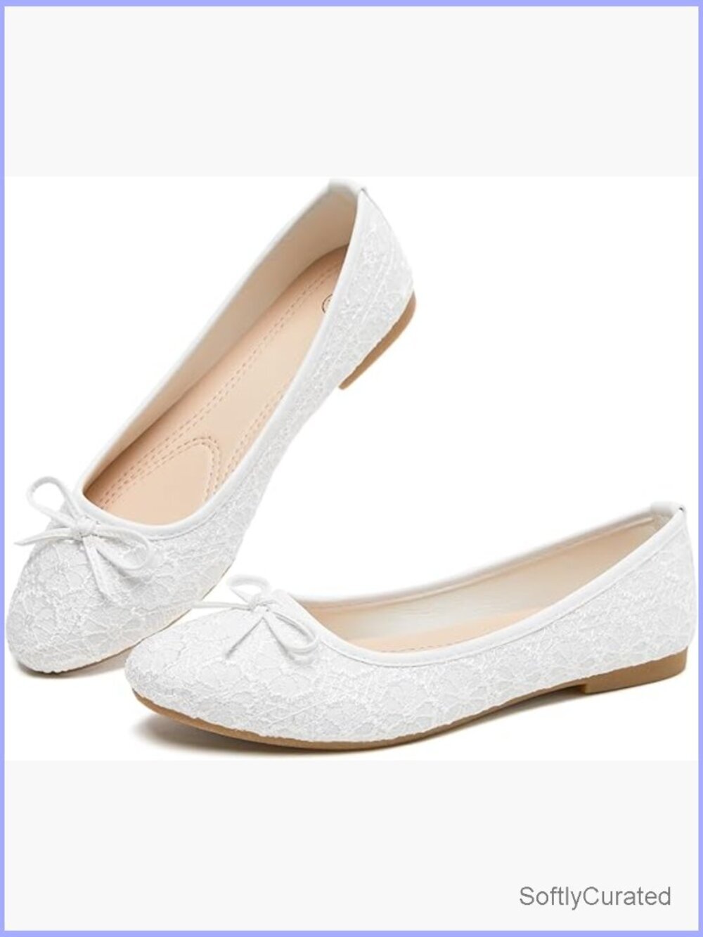 Pointed Toe Ballet Flats with Bow, Slip-On Comfortable Dress Shoes
